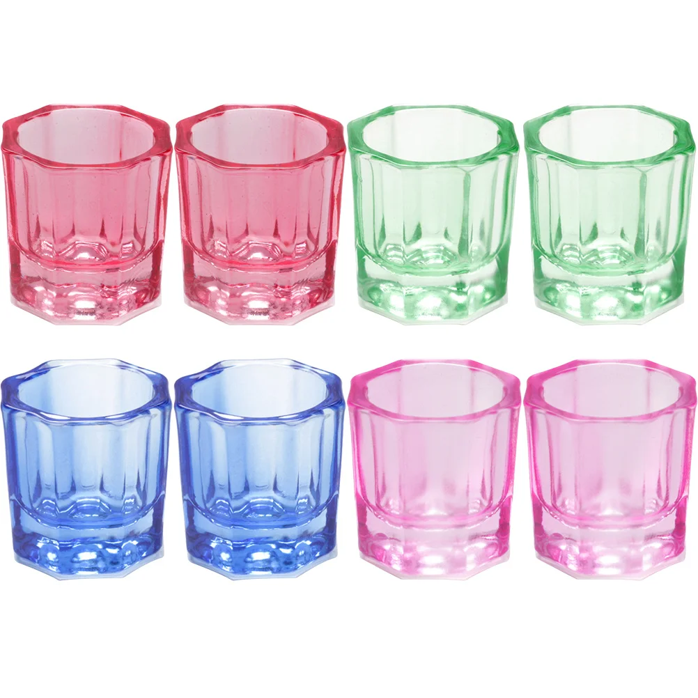 

8Pcs Premium Clear Glass Manicure Cups Multi-Function Nail Art Dishes Stable Base Professional Salon Use Manicure Cup
