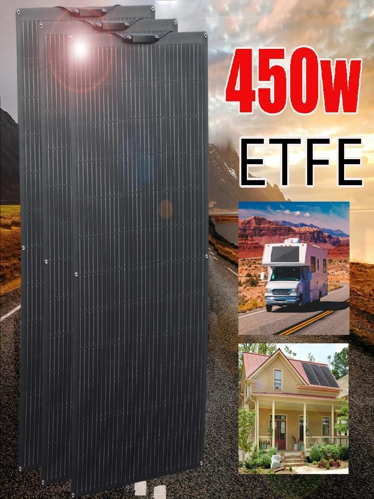 450W 300W 150W ETFE Solarpanel 12V Komplettset Hocheffizienz 23 % 12V 24V Solarbatterieladegerät System für Zuhause Auto Wohnmobil Boot Wohnwagen Reisen EU-Lager DHL-Versand