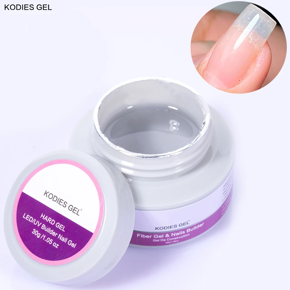 

KODIES GEL 30ML Fiber Gel Builder for Extension Repair Broken Nails Thicker Fiberglass Clear Strong Construction Gel Nail Art