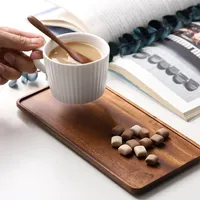 Home Wooden Tea Acacia Rectangle Wooden Tea Tray Serving Table Plate Snacks Food Storage Dish for Hotel Home Serving Tray