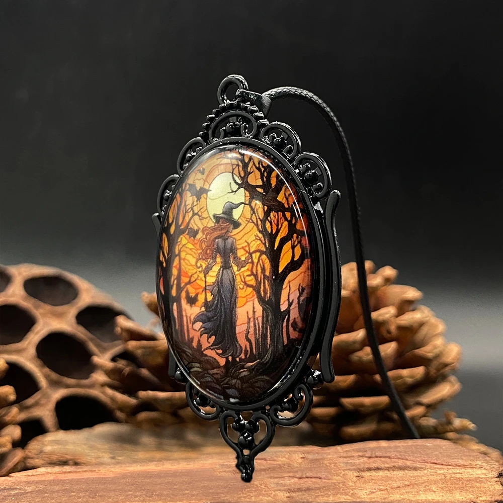 خمر القوطية الغراب الساحرة قلادة للرجال والنساء هالوين الظلام قلادة الشرير فن الديكور المجوهرات