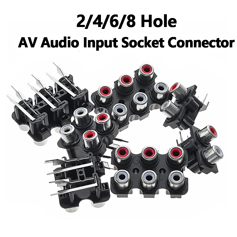 5PCS 2/4/6/8 Hole 4/6/8 Hole AV Audio Input Socket Connector  RCA Female Stereo Audio Jack Lotus Row Amplifier Interface Signal