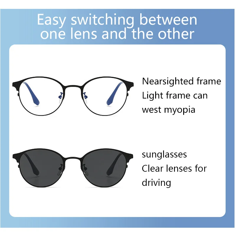 Mała okrągła metalowa ramka spolaryzowane klipsy magnetyczne okulary przeciwsłoneczne na ramce okularów optyczne okulary z magnesem na receptę 3 w 1