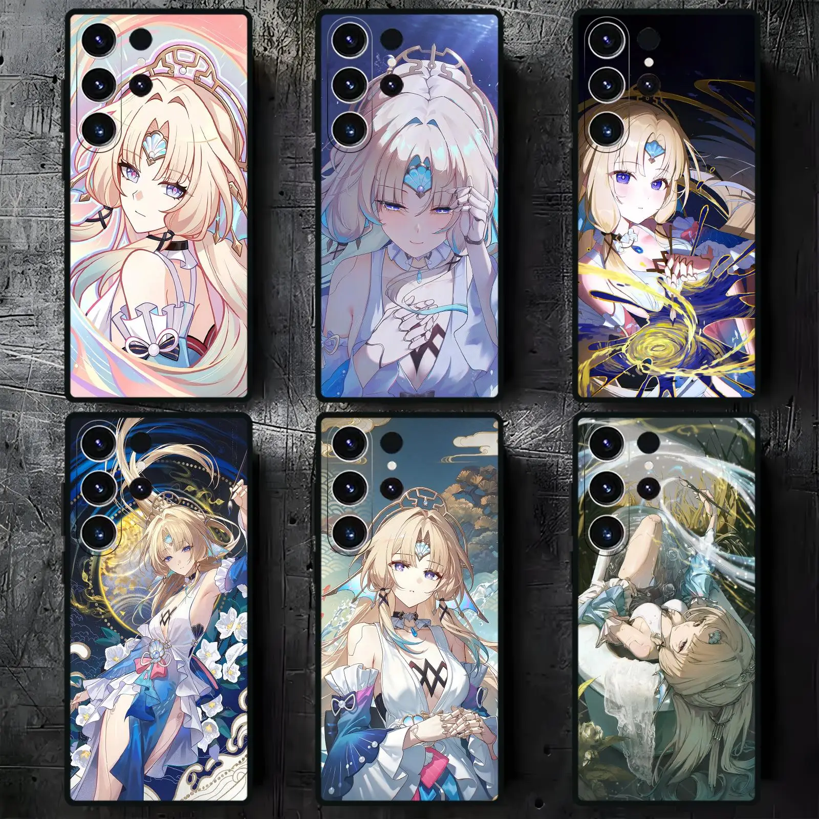 Phone Case For Samsung S26 S25 S24 S23 S22 S21 S20 Ultra Note20 Soft black Shockproof Cover Honkai Star Rail Pearl