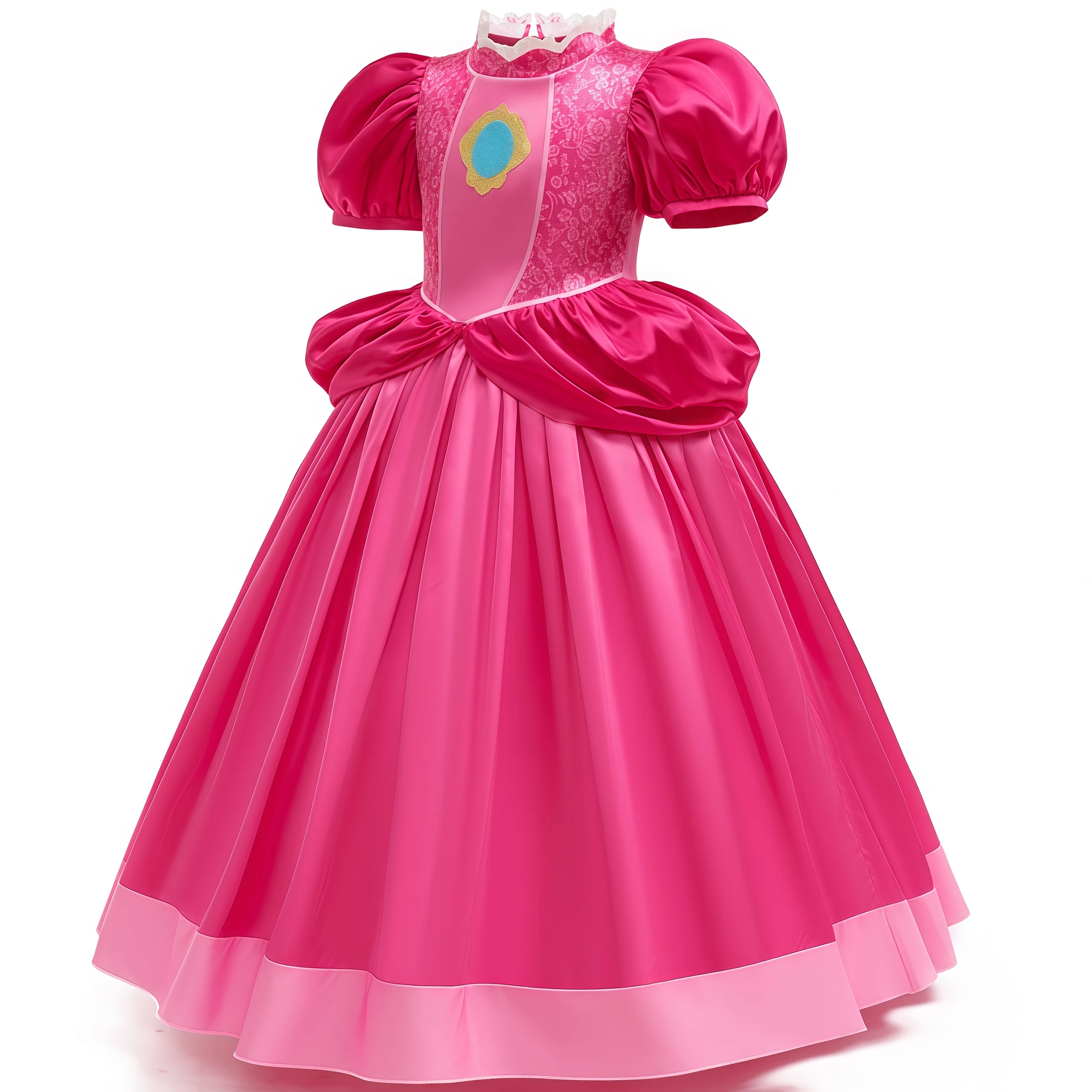 Plumber Bros Vedio Game Movie Girls Peach Dress Up Lace Princess Costume Kids Birthday Fancy Party Cute Pageant Clothing Frock