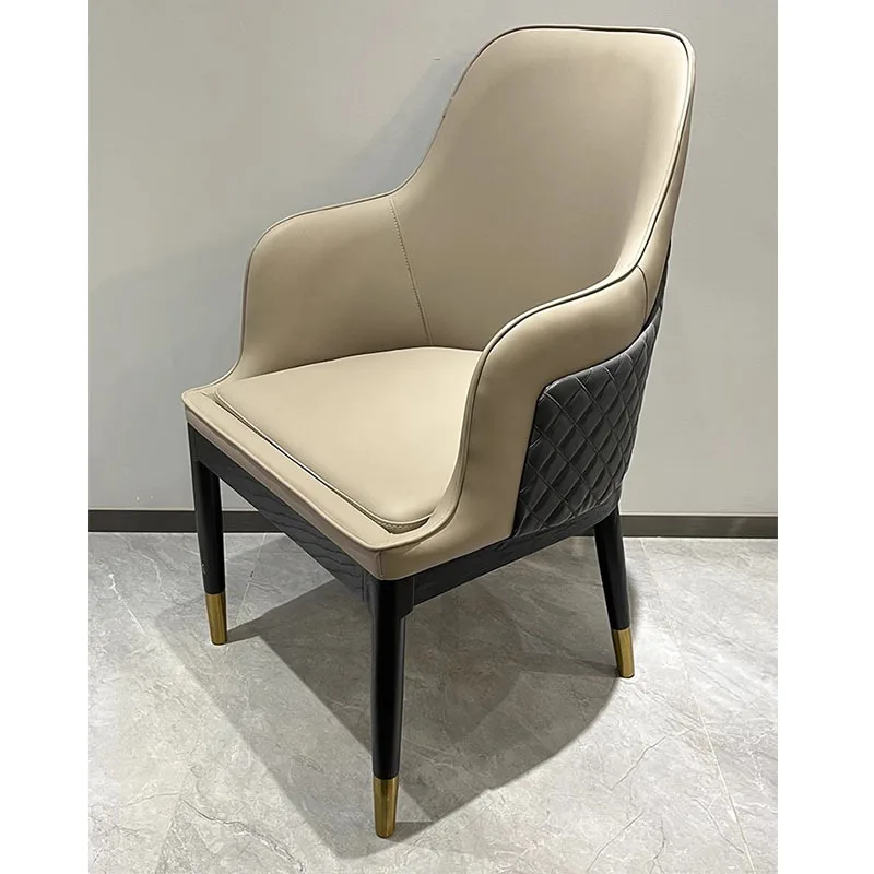 

Hotel Dining Chair Club Restaurant Villa Chair Stool Dining Table Chair Solid Wood Leather Chair