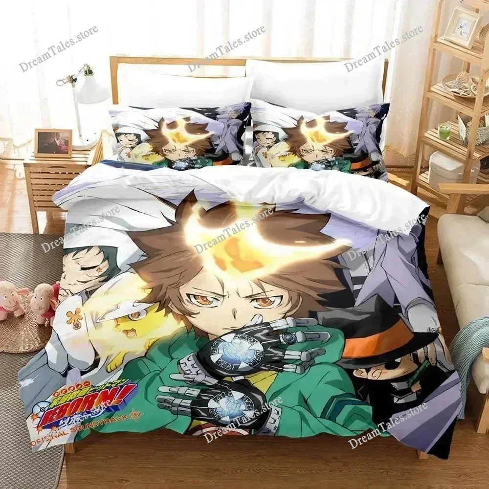 

New Anime HITMAN REBORN Bedding Set Duvet Cover Bed Set Quilt Cover Pillowcase Comforter King Queen Size Boys Adult Bedding Set