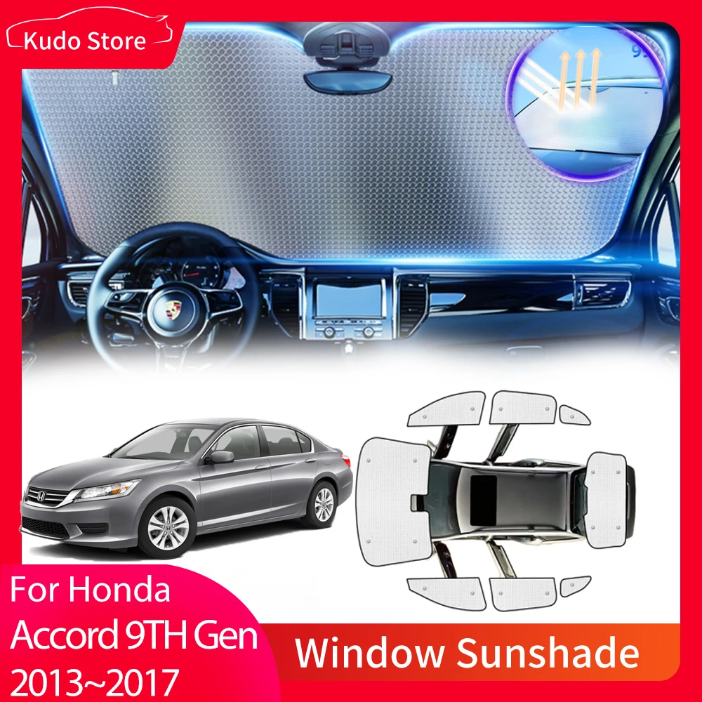 Full Cover Sunshades For Honda Accord 9TH Gen CR1 2 3 CR6 7 CT1 Hybrid 2013~2017 Windshield Curtain Window Visor Mat Accessories