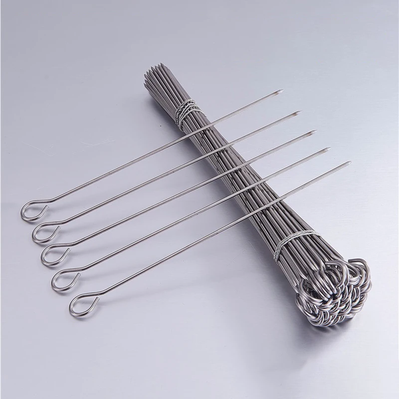 12 Pcs BBQ Skewers 20cm Duck Goose Roasting Sticks Stainless Steel Needle Kebab Kitchen Barbecue Tools