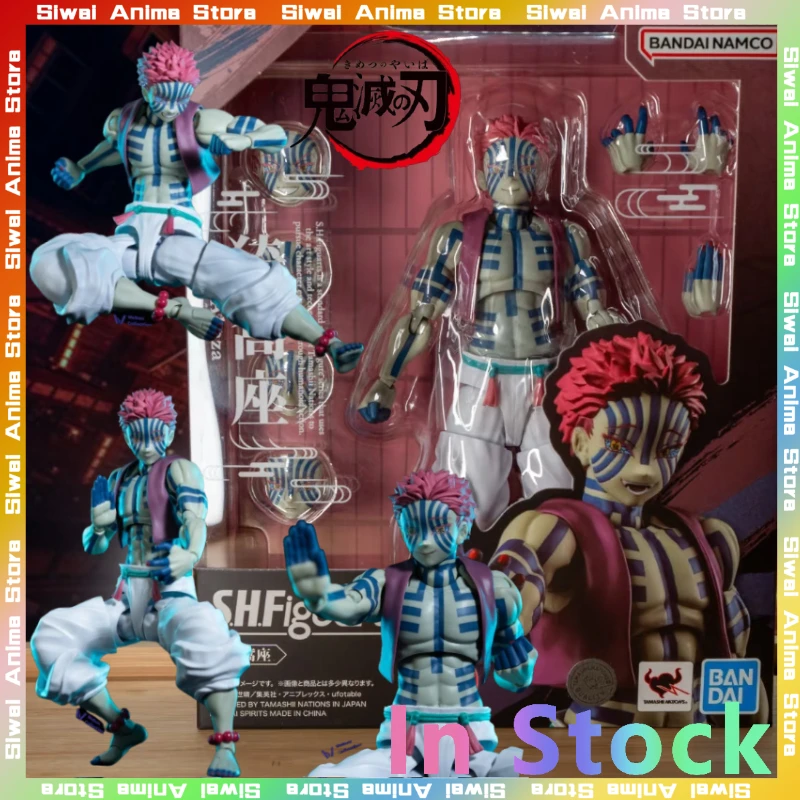 

Original BANDAI S.H.Figuarts AKaza Action Figure Model Anime Demon Slayer Upper Rank Three Collectible Toys Model Gifts in Stock