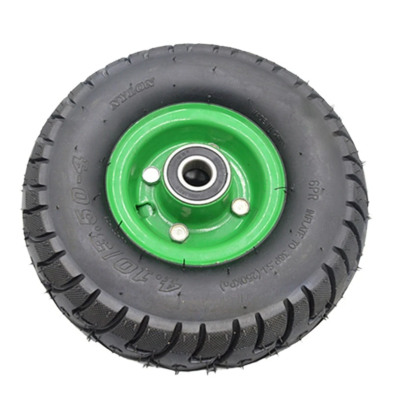 

10In 4.10/3.50-4 Tires Wheels, 6204-2RS Bearing Rubber Inflatable Tool Cart Tire Wheel, Rubber Hand Truck Wheel