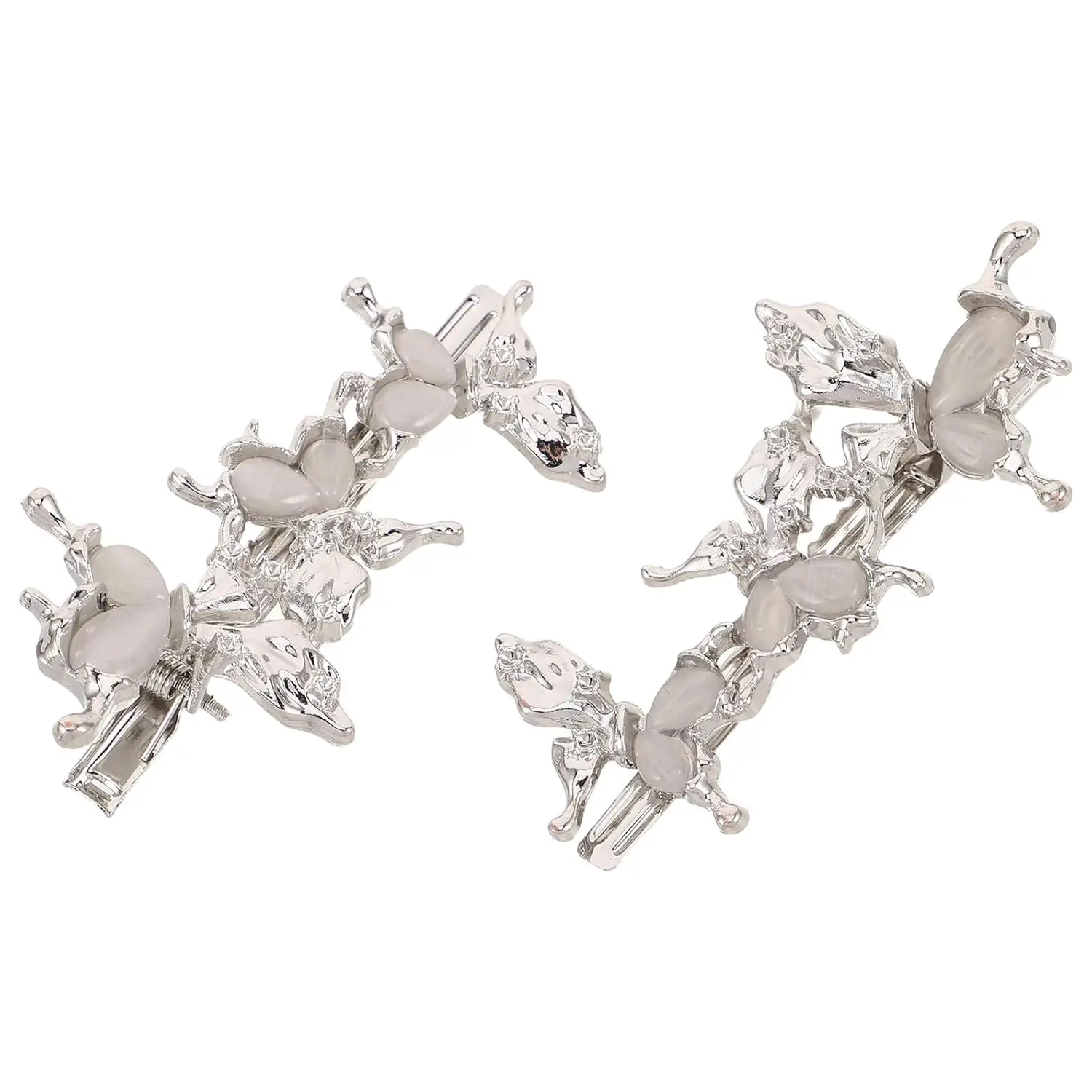 

2Pcs Imitation Cymophane Butterfly Hair Clips, Metal French Barrette Bangs Clip Retro Hair Accessories for Women