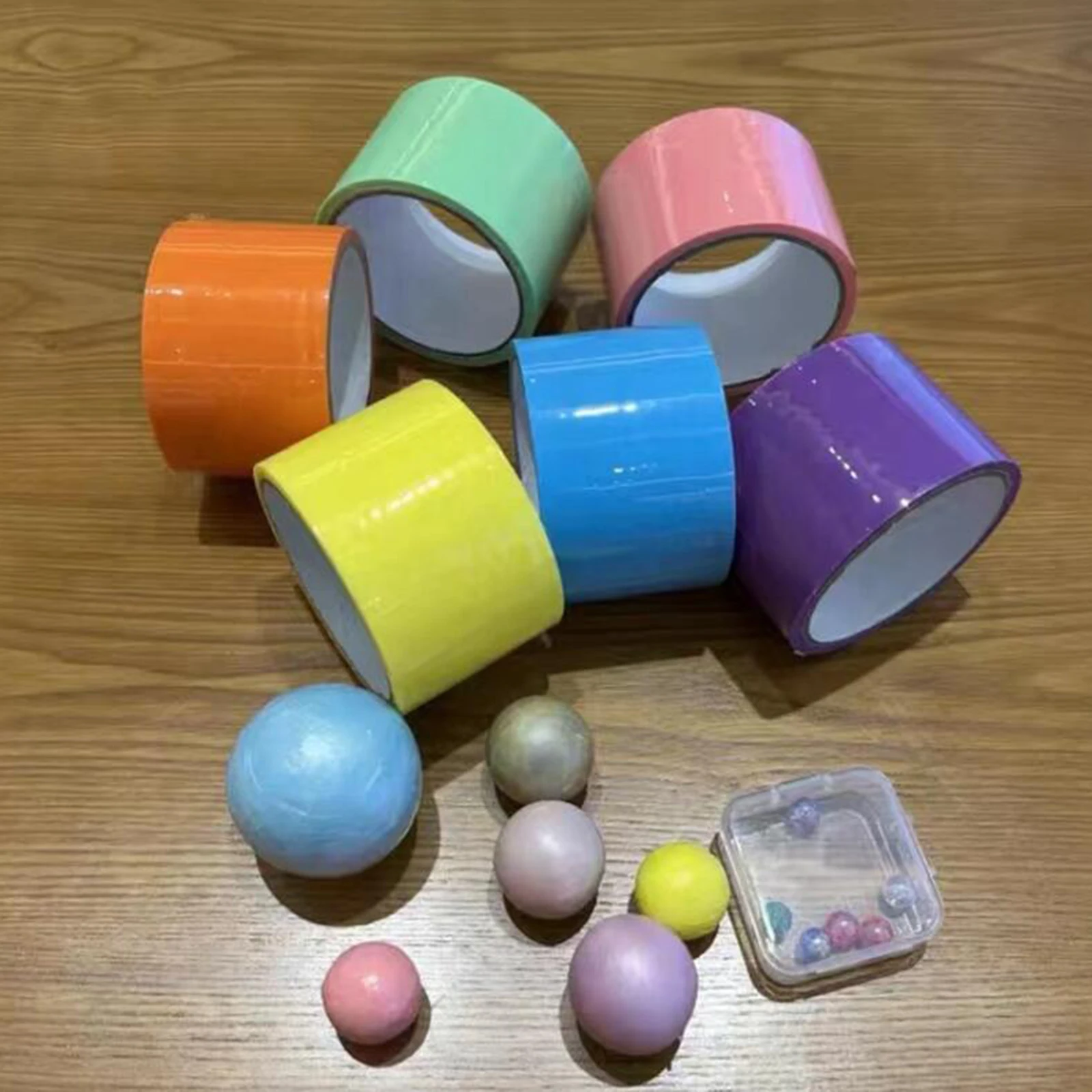 

6PCs Sticky Ball Rolling Tape Candy Color DIY Making Ball Educational Decompression Sensory Toys 1.2cm/2.4cm/3.6cm/4.8cm/6cm