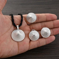 Ethiopian Silver Color Habesha Jewelry Sets Necklace Earrings Ring Bangle Gifts Wedding Jewellery Set For Women