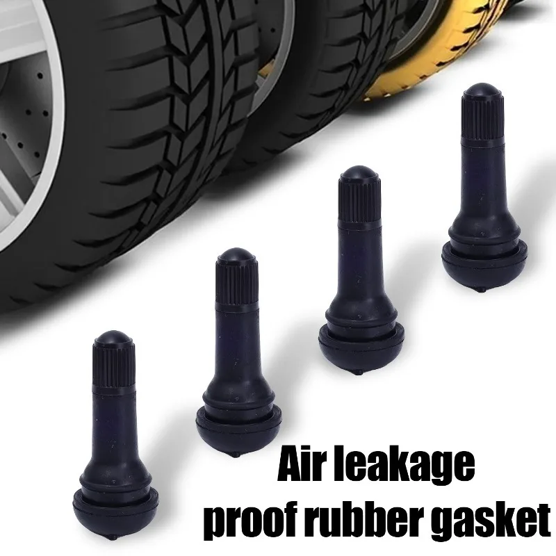 Black TR414 Tubeless Car Wheel Tire Valve Stems with Caps Snap in Type Rubber Tire Valve Stem Cover High Quality Car Accessories