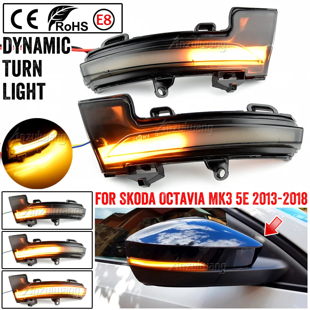 

Dynamic LED Turn Signal Blinker Mirror flasher Light For Skoda Octavia Mk3 A7 5E 2014 2015 2016 2017 2018 2019