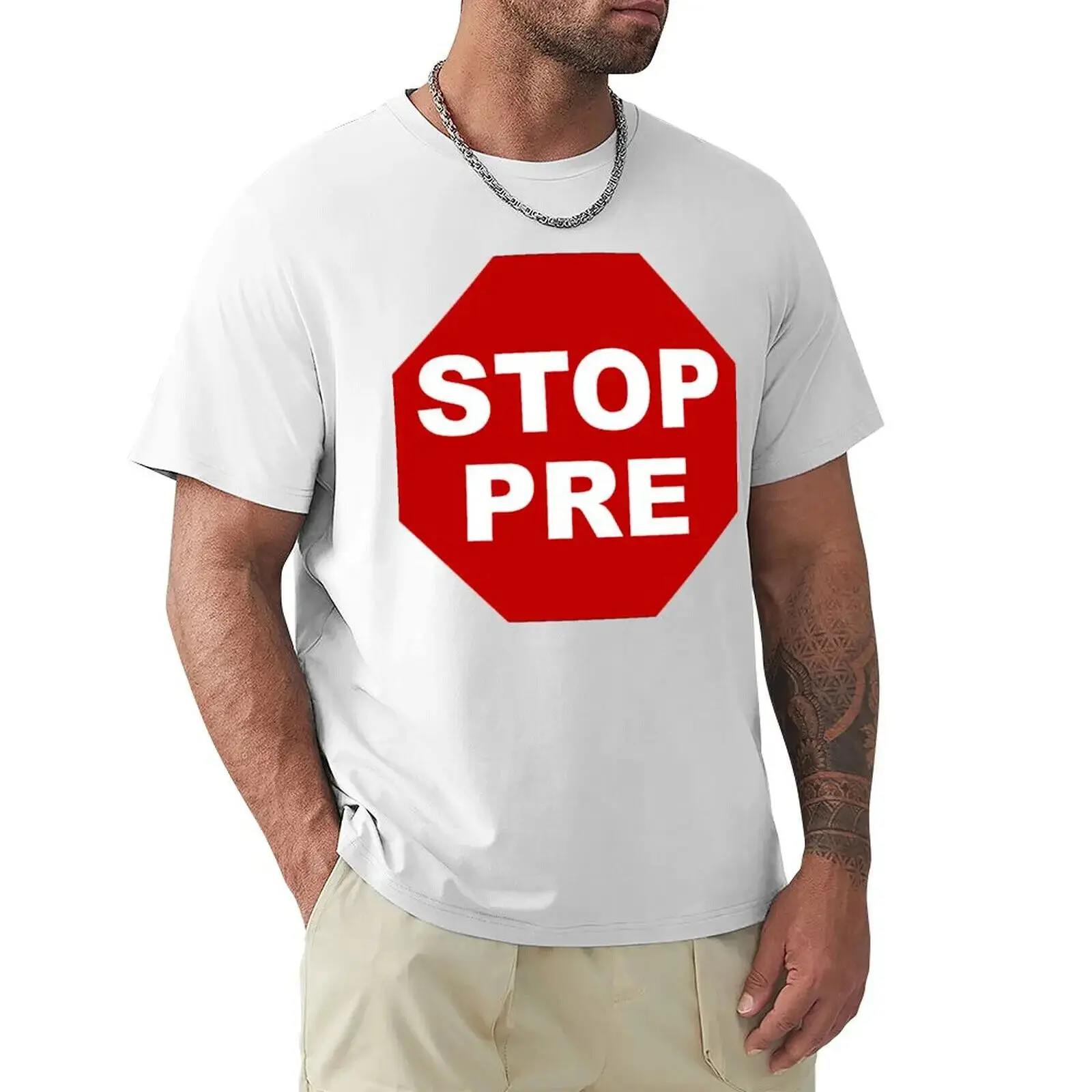 Stop Pre T-shirt vintage clothes sweat quick drying boys whites mens t shirt