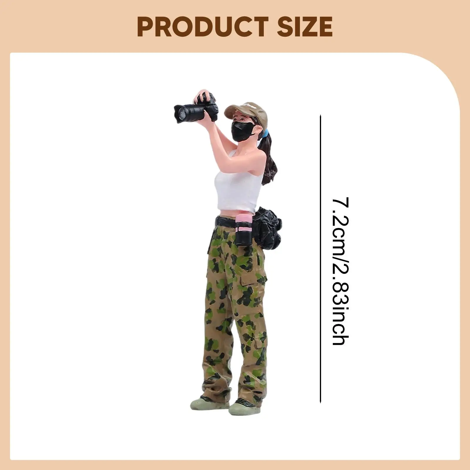 

Фигурка-модель 1/24: Декоративная архитектурная диорама, реквизит для кино, детализированная раскрашенная смоляная фигурка - Женщина-фотограф