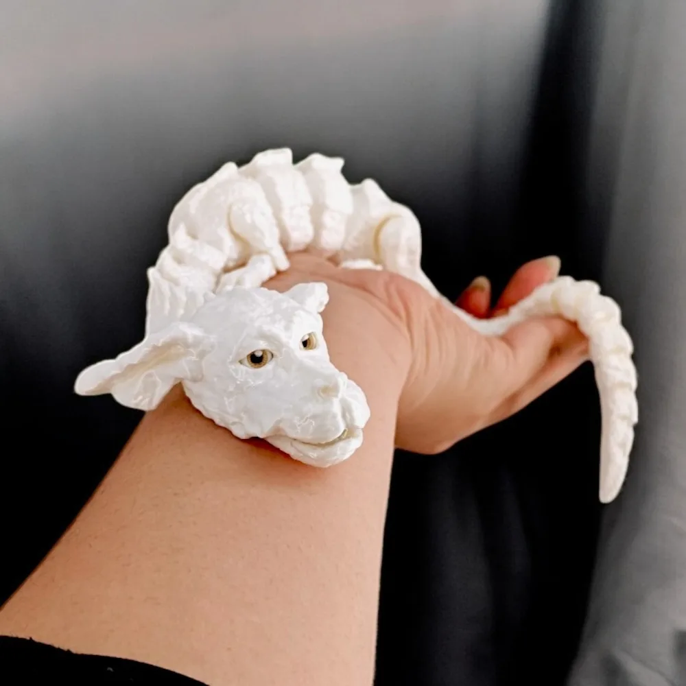 3D Printed Lucky Dragon Figurine Unique Joint Movable Chinese Dragon Realistic Handmade Dog Head Dragon Ornament