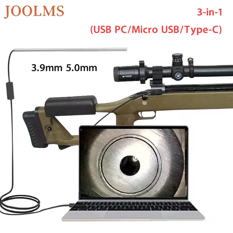 

Rigid Rifle Endoscope, Gun Camera Borescope for Barrel, 26'' Rod Fits .20 Caliber & Larger, Suitable for Android Phone Type-C