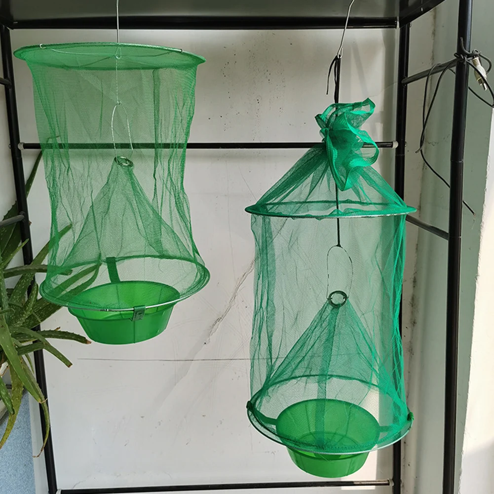 Hanging Flies Catcher Cage Reusable Folding Flies Net Traps Practical Outdoor Fly Catcher Pest Control Tool for Courtyard Garden