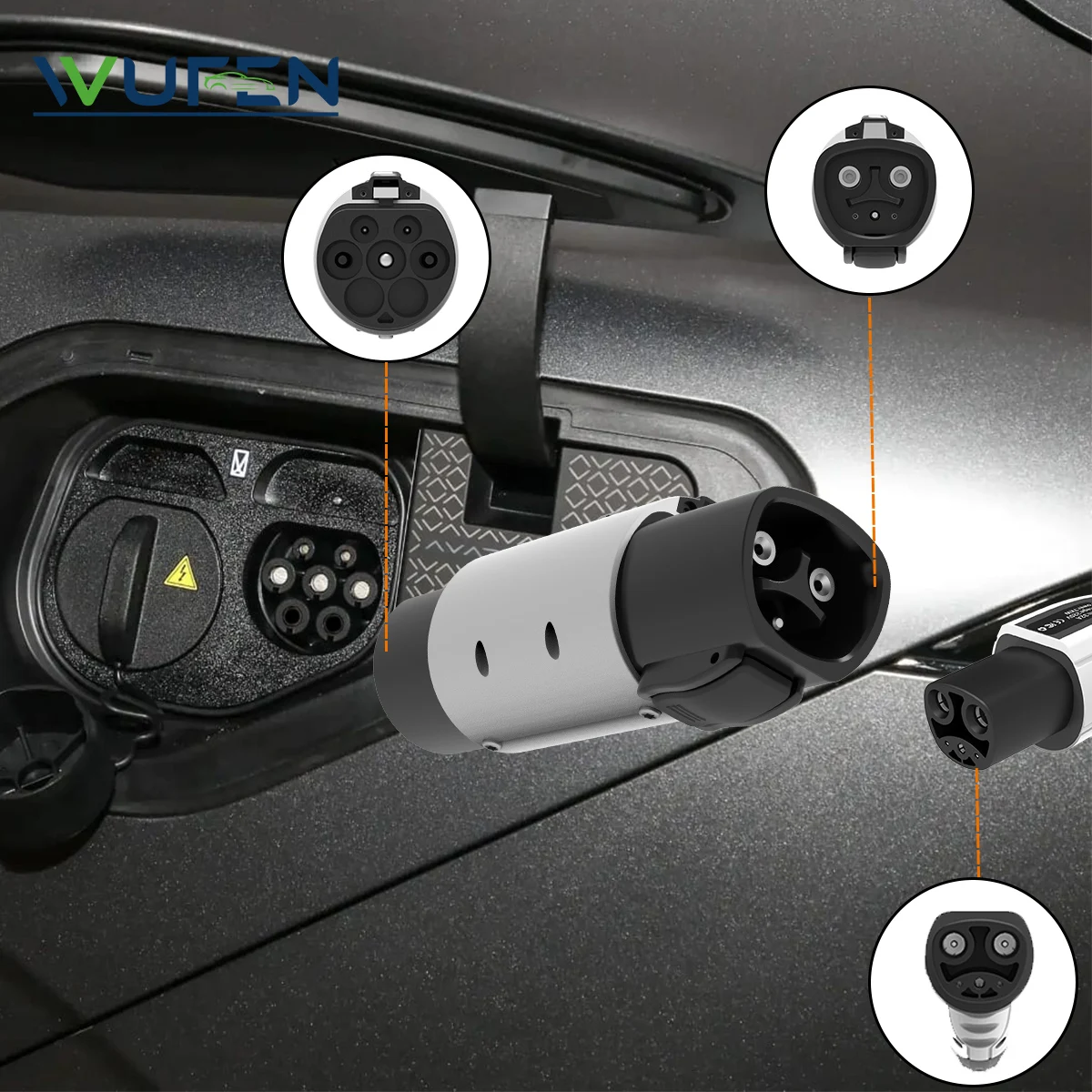 

WUFEN For BYD Adapter 32A 7KW 250V Tesla to GBT With lock buckle Converter for China Standard Electric Vehicle Charging