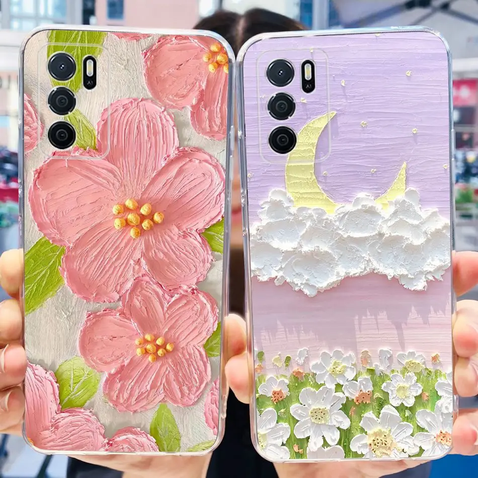 For OPPO A16 Case Oppo A16S A 16 CPH2269 CPH2271 Elegant Printing Soft Silicone TPU Slim Shockproof Phone Back Cover