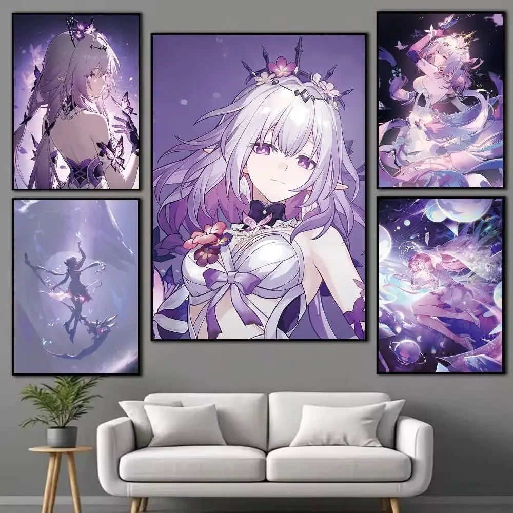 Castorice H-Honkai Star Rail HSR Poster Waterproof Wall Art  For Bar Living Room Vintage Decor High Quality Print Gift
