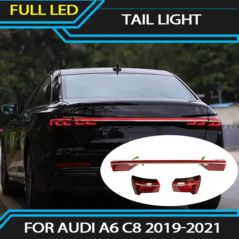 

LED Taillight For Audi A6 C8 201-2021 A6L Upgrade A8 Styling Through Signal Brake Reverse Lamps Tail Light Assembly