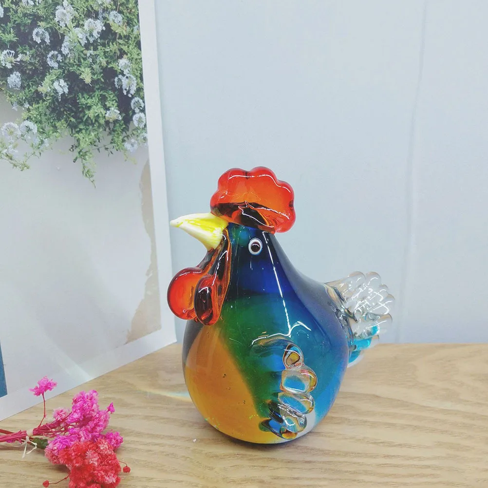 

Decorative Glass Rooster Desktop Ornament Vintage Rooster Statue for Garden Kitchen Kids Bedroom Home Layout Craft Decor