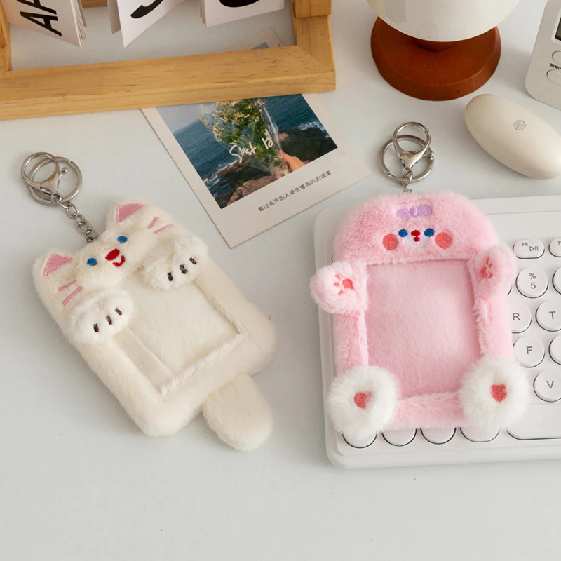 Cartoon Animal Characters Plush Album Card Holder Bus Card Bank ID Card Protective Display Sleeves Backpack Pendant Gifts