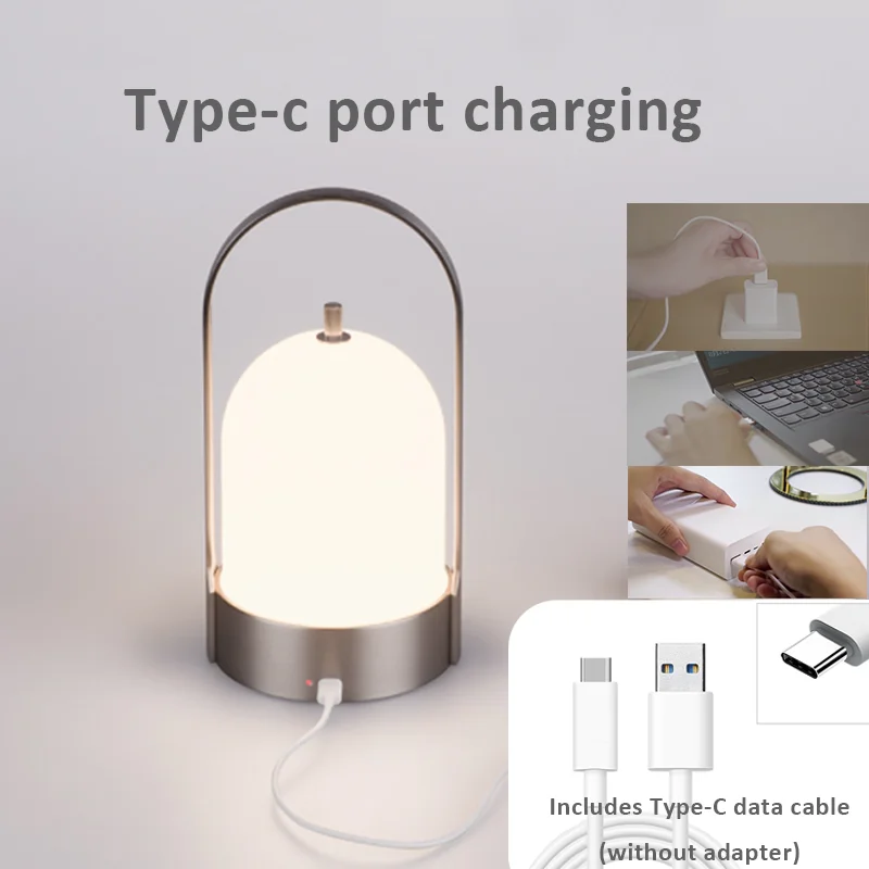 โคมไฟทองเหลืองไร้สาย4000mAh แบบชาร์จไฟได้โคมไฟตั้งโต๊ะในร่มกลางแจ้งสไตล์วินเทจหรูหราทันสมัย LED แบบพกพา