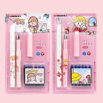 Ensemble de stylos multifonctions pour calligraphie, fournitures d'écriture, bureau, école, signature, fontaine, capsule d'encre de résubdivision, 0.38mm