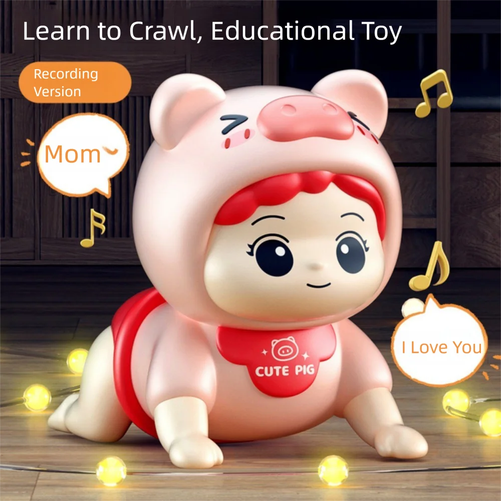 Jouets d'apprentissage pour bébé rampant rose bleu, 26 chansons, jouet d'apprentissage en toute sécurité pour escalar, jouet d'entraînement pour ramper intéressant en forme de dessin animé