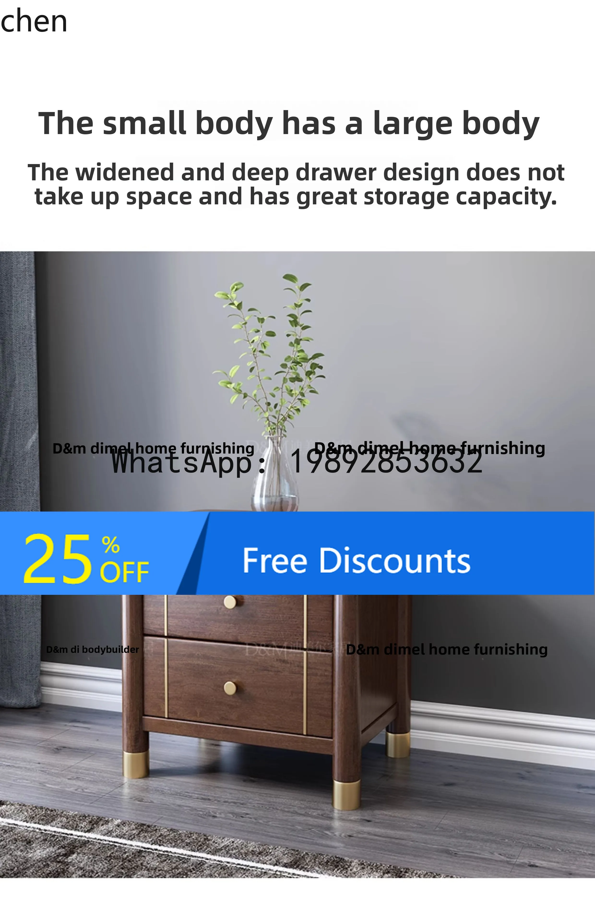 

AA Walnut Bedroom Storage Bedside Cabinet Household