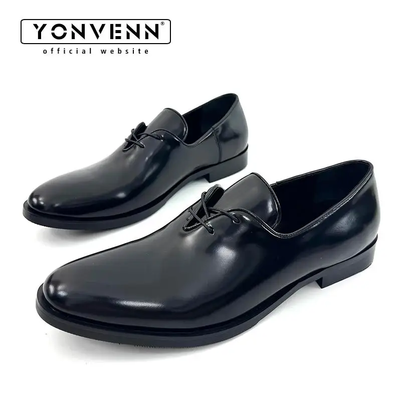 Lace up leather shoes men's shiny casual thin soled formal dress shoes business elegant Oxford shoes niche design
