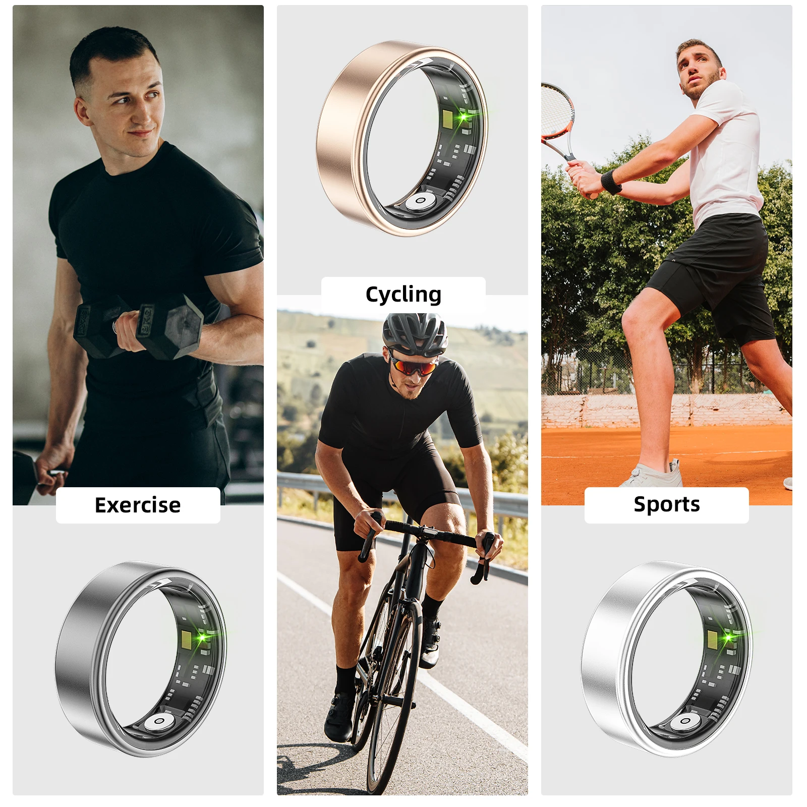 EIGIIS 2024 جديد SR06 حلقة ذكية للرجال والنساء معدل ضربات القلب الصحي ومراقبة نسبة الأكسجين في الدم IP68 و5ATM مقاوم للماء وضع متعدد الرياضات