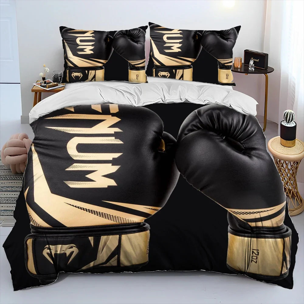 3D Boxing Gloves Boxer Fight Comforter Bedding Set,Duvet Cover Bed Set Quilt Cover Pillowcase,King Queen Size Bedding Set Adult