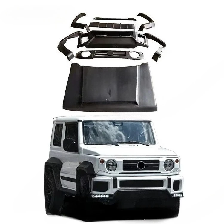 

LB Style Wide Body Kit for Jimny FRP Fiber Glass Front Bumper Grille Engine Hood Spoiler Complete Car Body Kitcustom