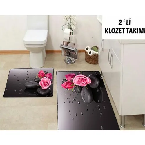 Else Carpet 3 Dimensional Rose Toilet Seat Pad Bath Mat