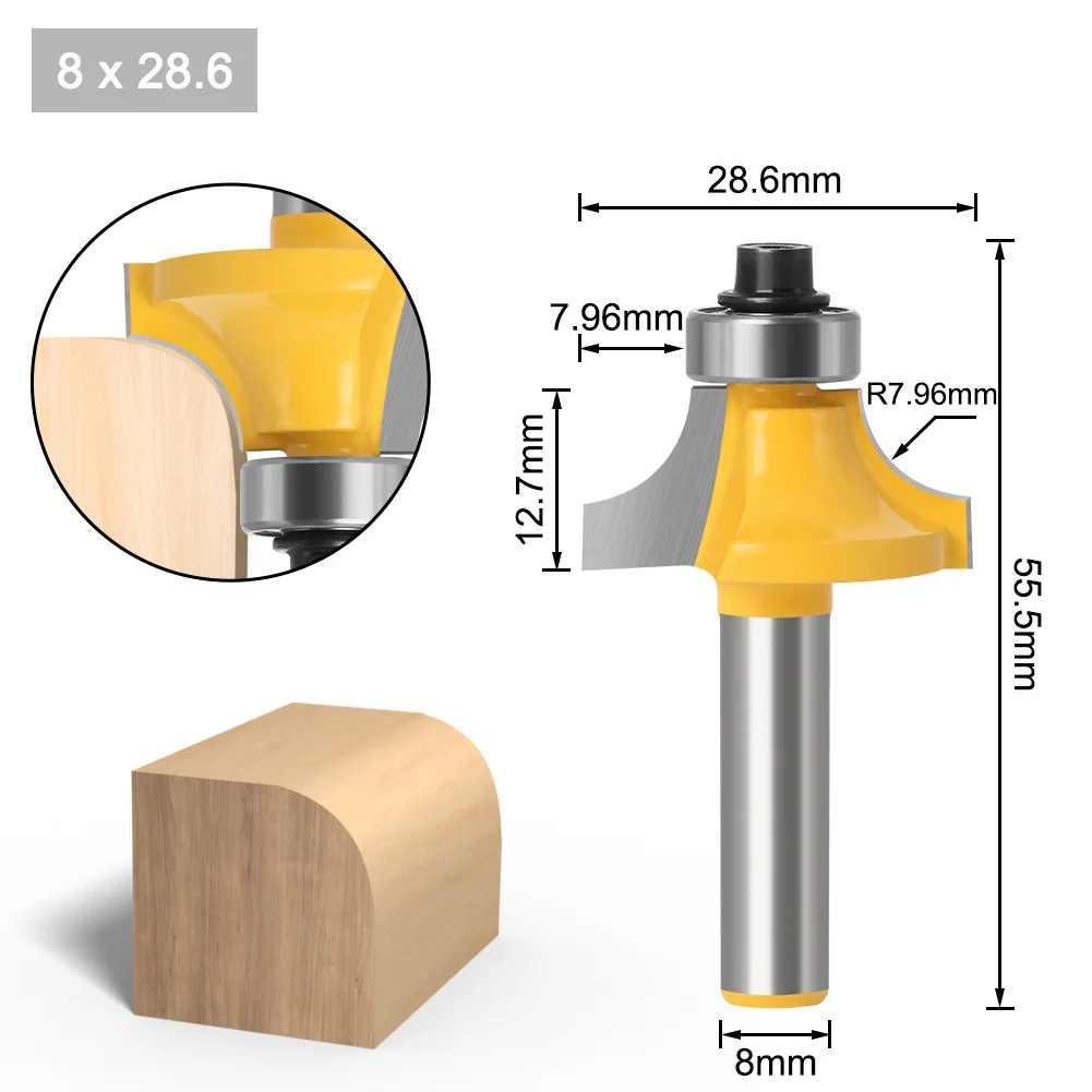 8mm shank Corner Round Over Router Bit with BearingMilling Cutter for Wood Woodwork Tungsten Carbide