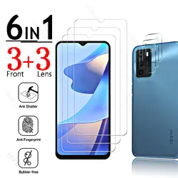 6in1 Full Cover Glass for Oppo A16 Fingerprint Unlock for Oppo A16s A16e A16K A 16 S E K Screen Protector Protective Camera Lens