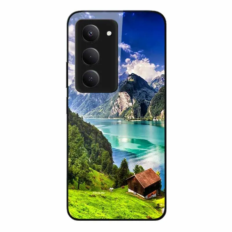 حافظة زجاجية لهاتف Xiaomi Redmi 15 5G 4G ممتص الصدمات Redmi15 Space Coque غطاء خلفي من الزجاج المقسى لهاتف Redmi15 5GGlobal Glass Funda 15 4G