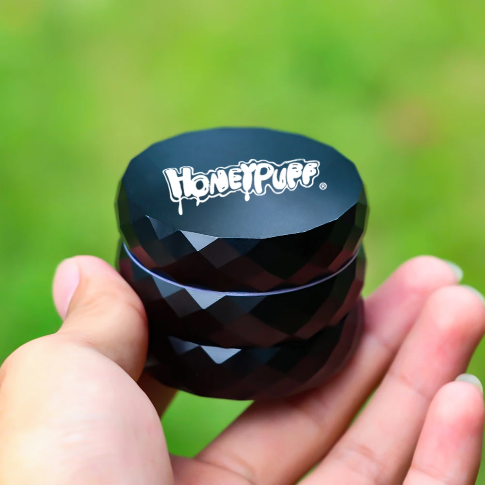 HONEYPUFF Metal 63MM 4 Piece Diamond Aircraft Aluminum Herb Grinder With CNC Teeth Smoking Accessories