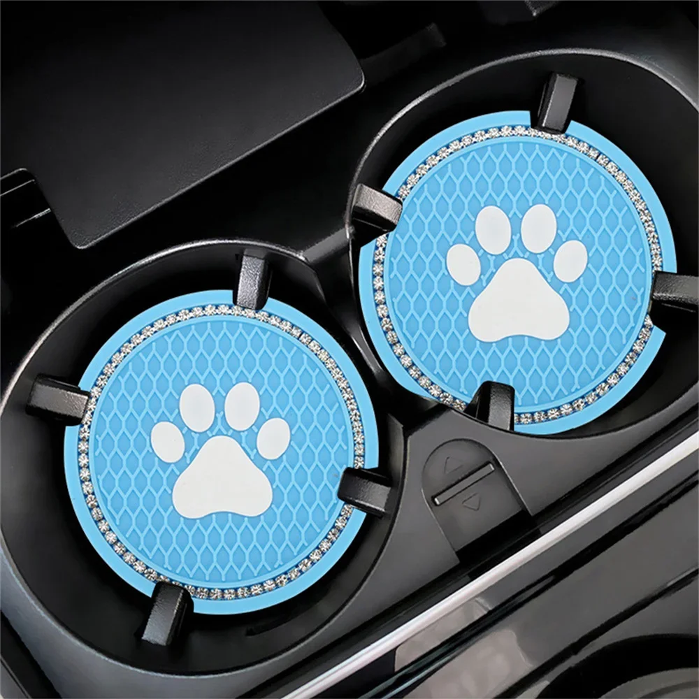 

Car Coasters Silicone Diamond Dog Paw Cup Holder Bling Rhinestone Anti Slip Mats Water Cup Pad Car Interior Accessories Decor