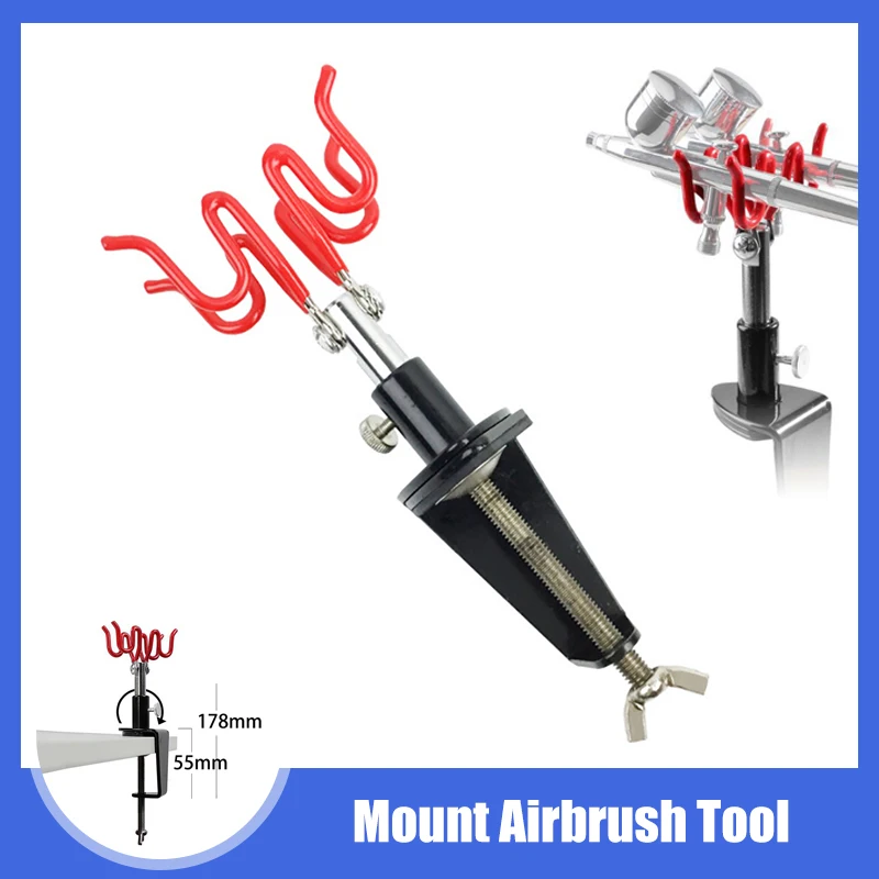 

Airbrush Holder Clamp-On Stand Holds 2 Airbrushes Hobby Spray Gun Parts Table Bench Top Mount Airbrush Tool Accessories