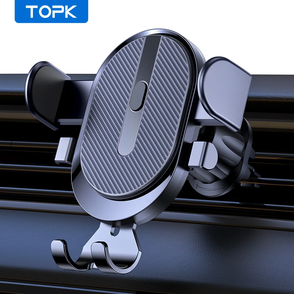 

TOPK D39-G Universal Car Phone Holder Air Vent Hook Mount Cell Phone Stand For iPhone 14 ProMax Xiaomi Huawei Samsung Smartphone