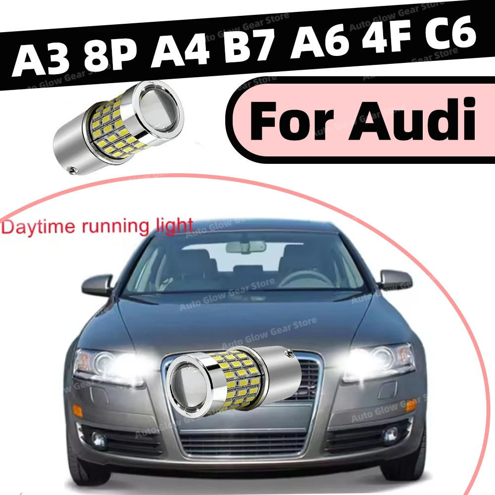 2x 6000K Weiße LED-Lampen Tagfahrlicht DRL für 2004 2005 2006 2007 2008 Audi A3 8P A4 B7 A6 4F C6 LED DRL mit Linse