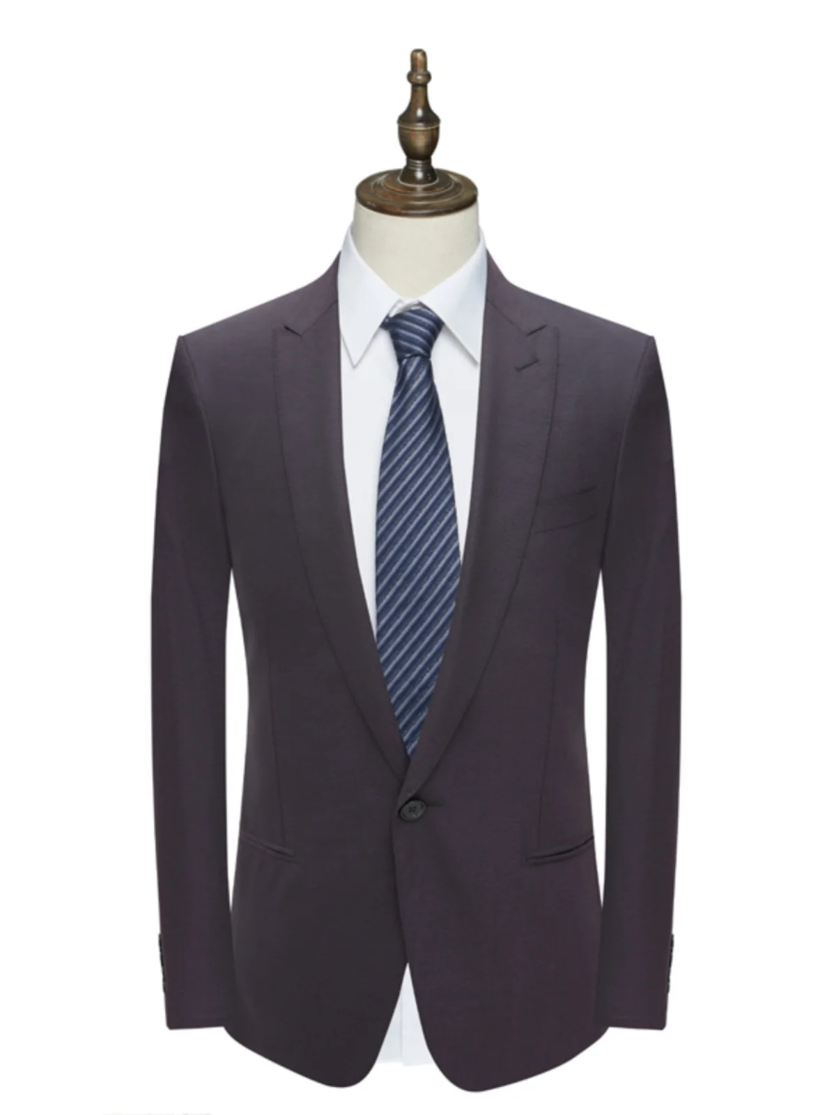 

Busin Woolen Men's Suit Jaet One Button Ba Split Stand Fit Long Sve Faion Urban Sle Casual Scene