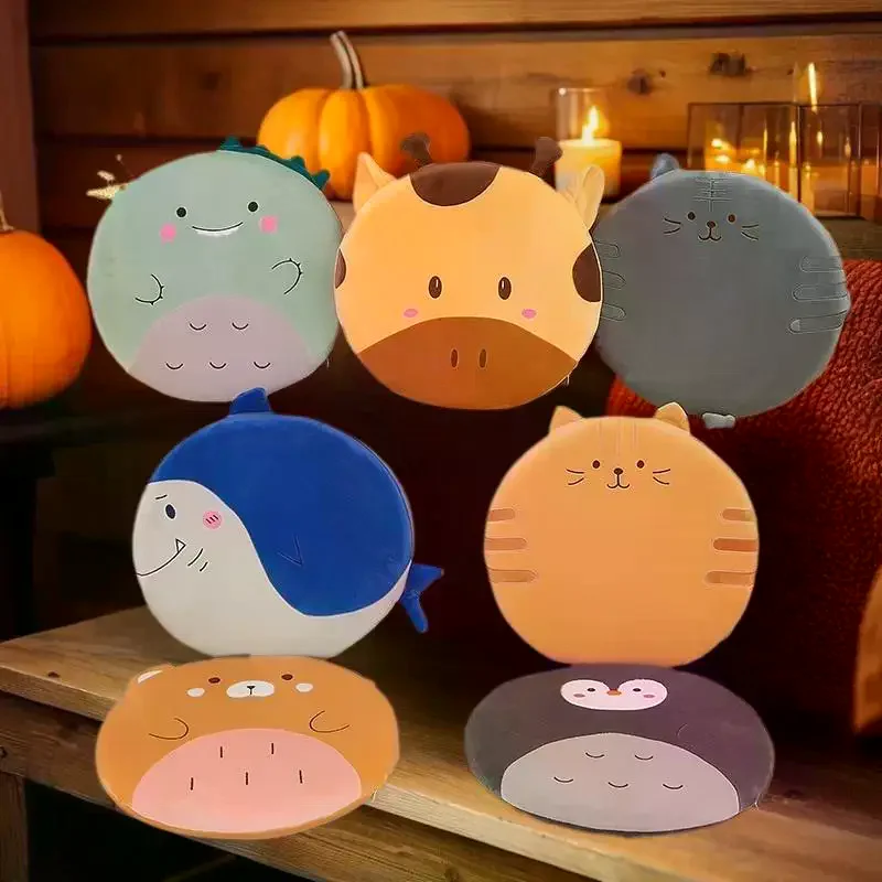 1 Buah Bantal Kursi Kantor Busa Memori Pegas Motif Kartun, Dapat Dilepas dan Dicuci, Bantal Duduk Bulat Beludru Elastis Motif Hewan